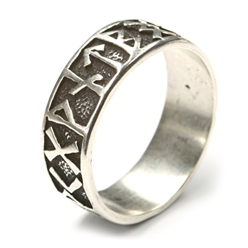 Drachensilber Großer Ring Runen Wikinger Silberring Herrenring Männer Viking Gr 72 von Drachensilber