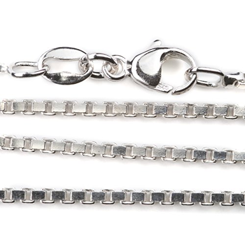 Drachensilber rhodinierte Halskette 925 Silber 1,5mm eckiges Profil, 50cm Länge Venezianerkette Silberkette mit Karabinerverschluss Juwelier Qualität von Drachensilber