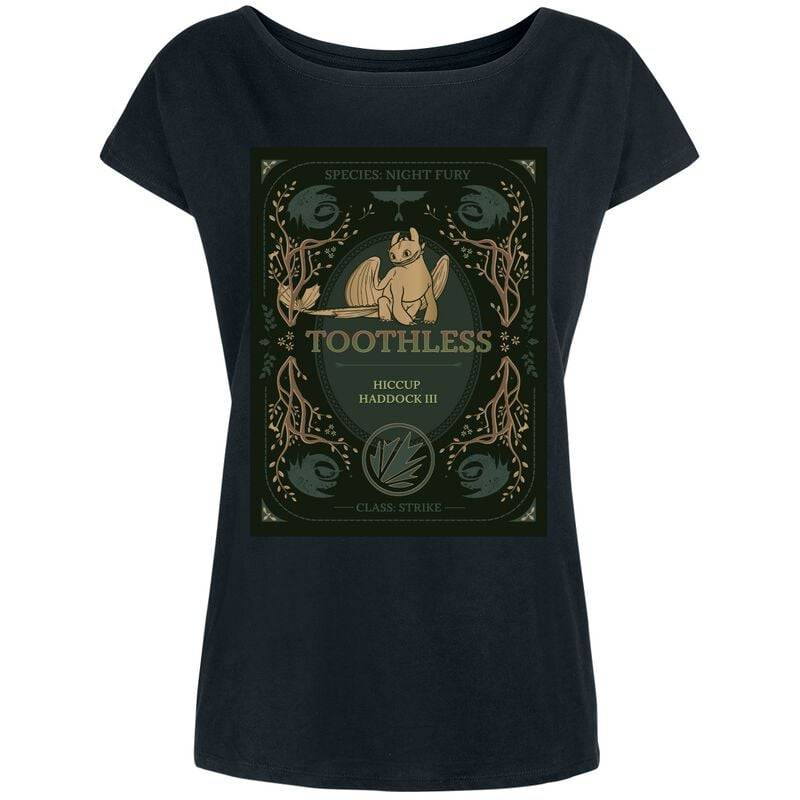 Drachenzähmen leicht gemacht T-Shirt - Dragons Species Night Fury - S bis XXL - für Damen - Größe S - schwarz  - Lizenzierter Fanartikel von Drachenzähmen leicht gemacht