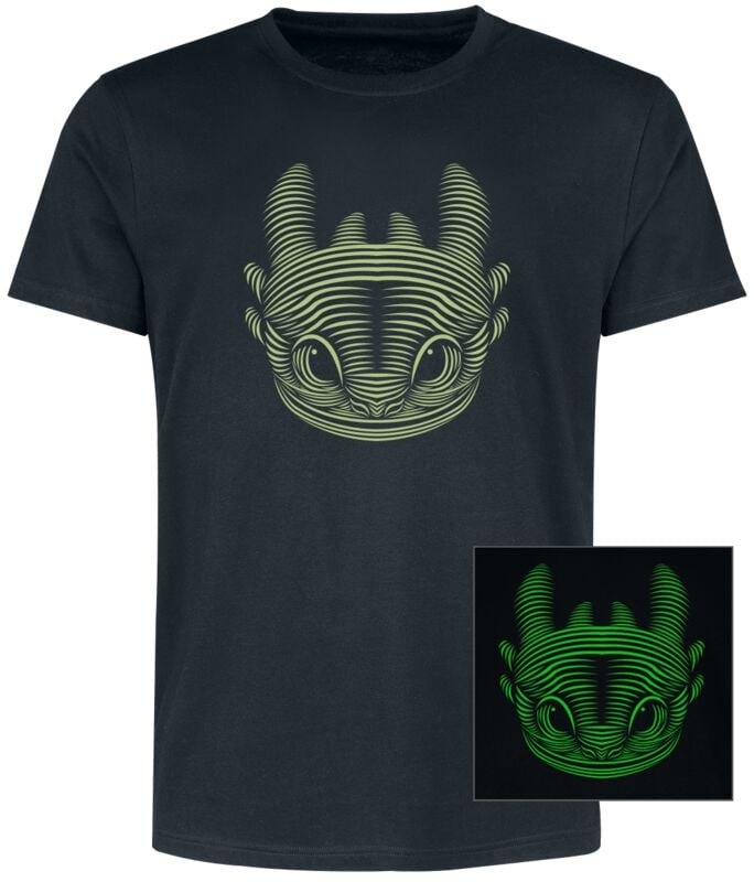 Drachenzähmen leicht gemacht T-Shirt - Ohnezahn - Leuchtet im Dunkeln - S bis XXL - für Männer - Größe XL - schwarz  - EMP exklusives Merchandise! von Drachenzähmen leicht gemacht