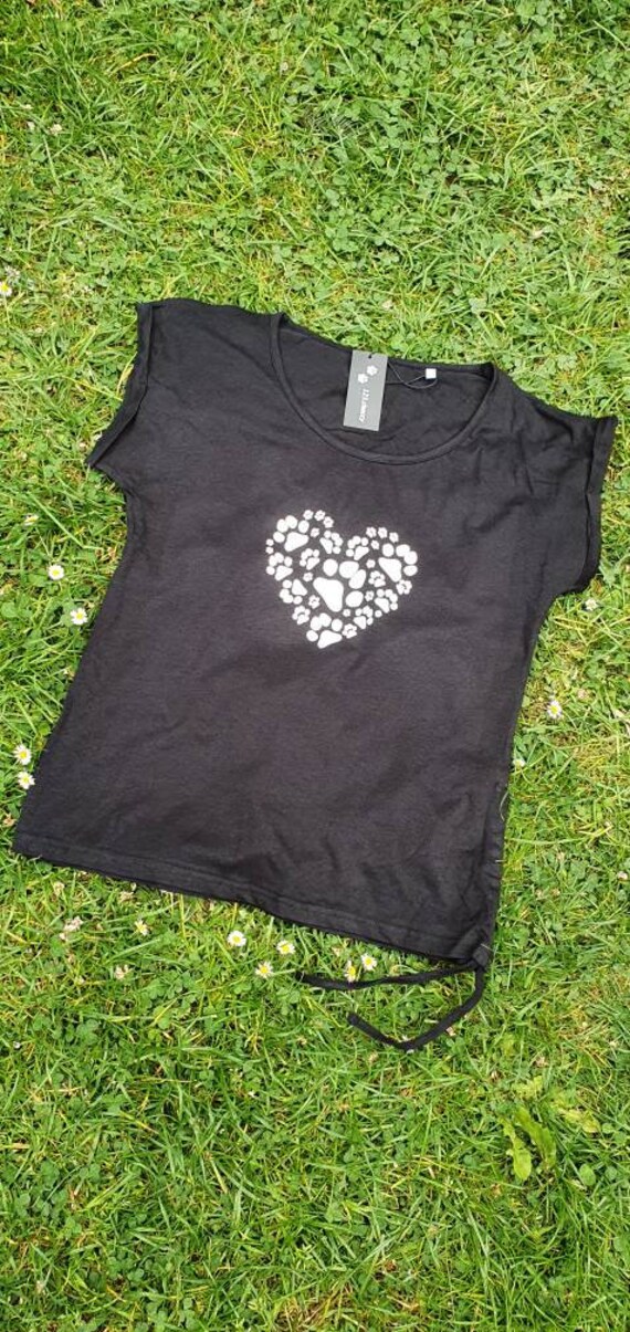 Frauen T Shirt in Schwarz Mit Kordeln Zum Binden An Der Unterseite . Slim , Enger Geschnitten Grösse L von Dracna