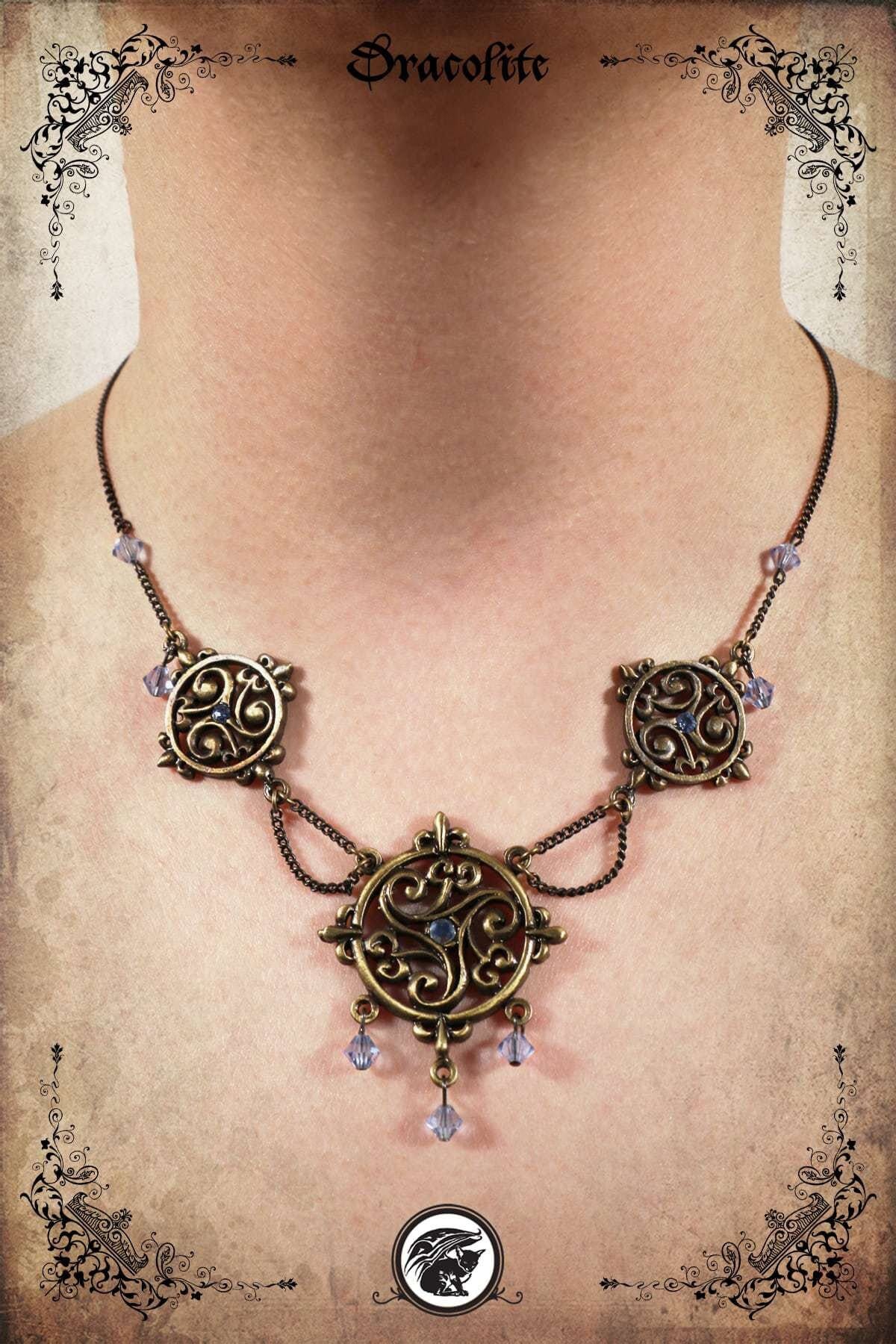 Damara Triskele Halskette - Handgemachte Mittelalterliche Kette Und Ohrringe Mit Swarovski-steinen Für Larp, Kostüm, Cosplay von Dracolite