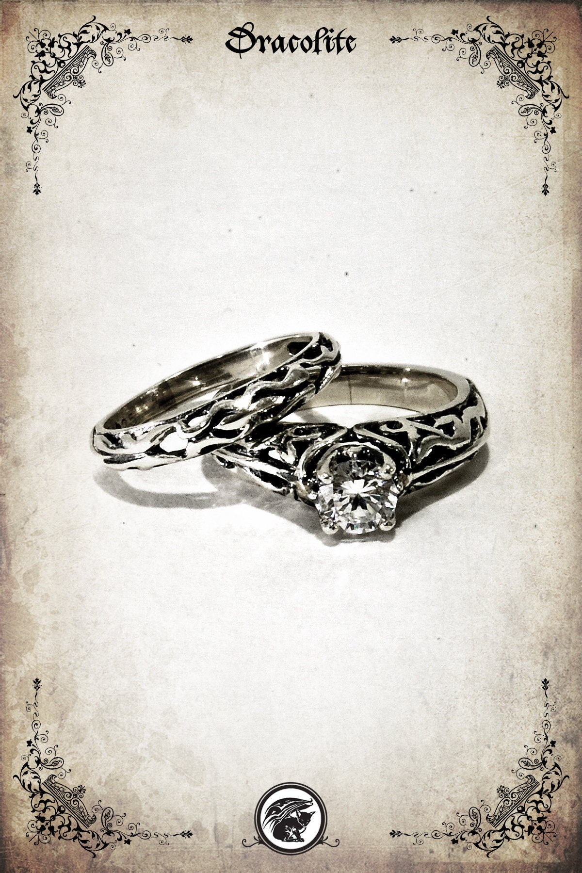 Duo Marianne Mittelalter Ehering - Sterling Silber 925 von Dracolite