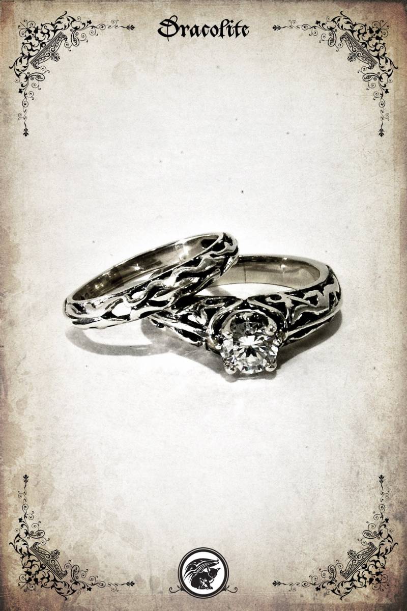 Duo Marianne Mittelalter Ehering - Sterling Silber 925 von Dracolite