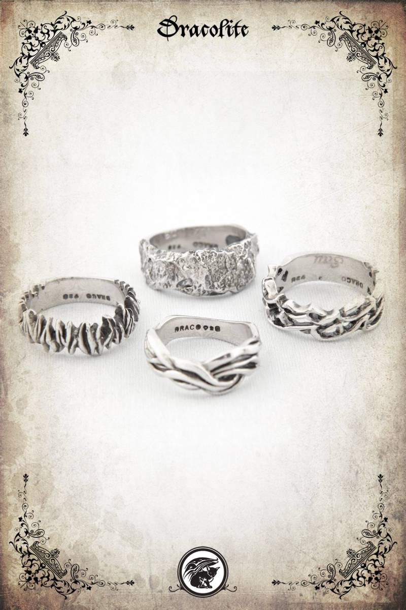 Elementarring Erde/Wasser Feuer Luft Mittelalterlicher Ehering - Sterlingsilber 925 von Dracolite