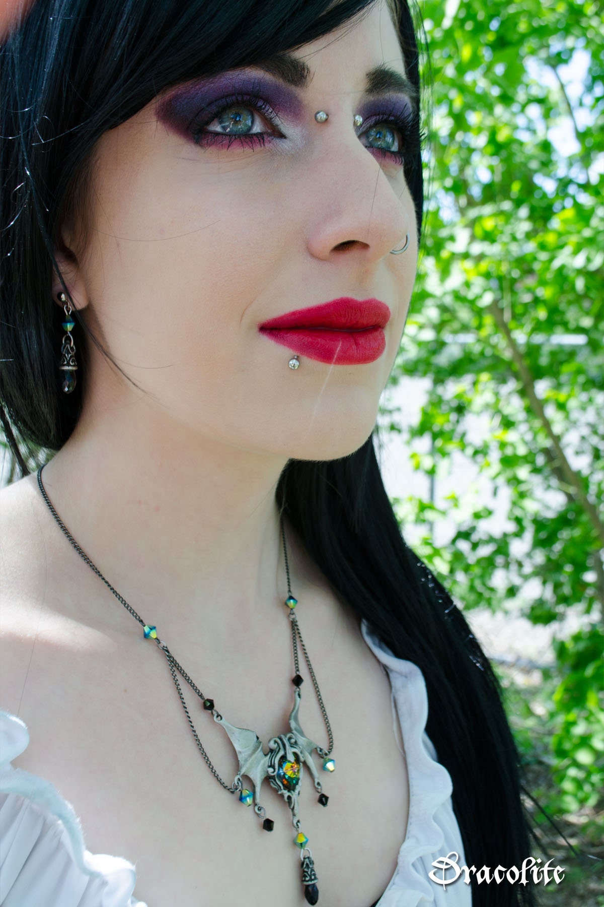 Gothic Damiane Ketten Schmuck - Handgemachte Mittelalter Halskette Und Ohrringe Mit Swarovski Für Cosplay, Larp, Kostüm von Dracolite
