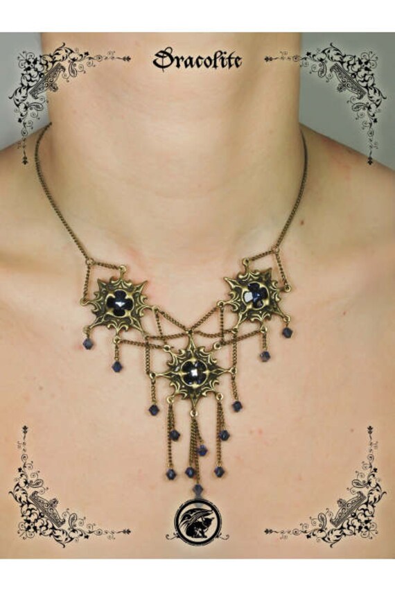 Gothic Halskette Und Ohrringe Im Set Mastema Jewelry - Handgemachte Mittelalterliche Mit Swarovski von Dracolite