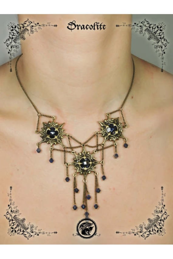 Gothic Halskette Und Ohrringe Im Set Mastema Jewelry - Handgemachte Mittelalterliche Mit Swarovski von Dracolite