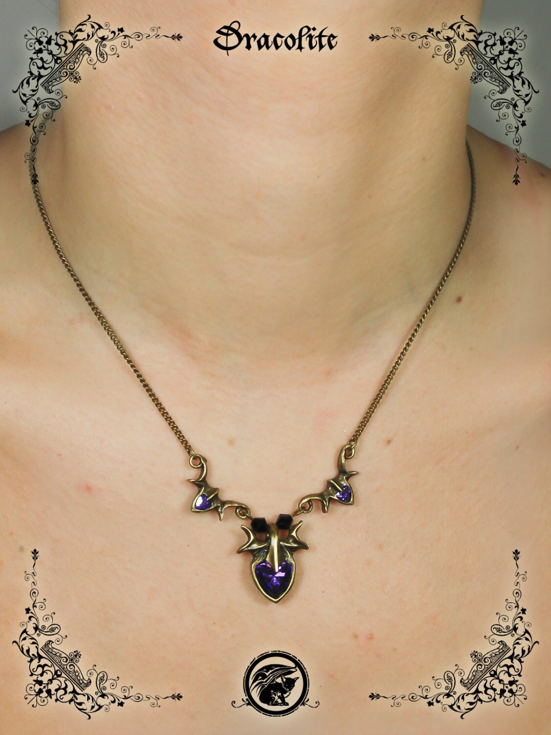 Gothic Herz Veronica Halskette Schmuck - Handgemachte Mittelalterliche Mit Swarovski von Dracolite