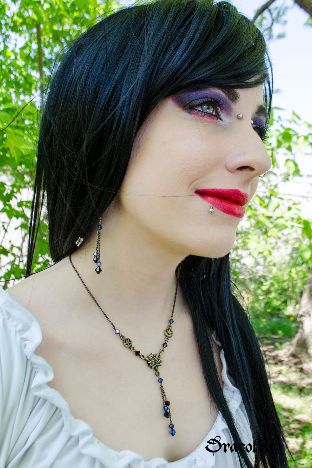 Gothic Sternenklare Nacht Halskette Schmuck - Handgemachte Mittelalterliche Mit Swarovski Für Cosplay, Larp, Kostüm von Dracolite