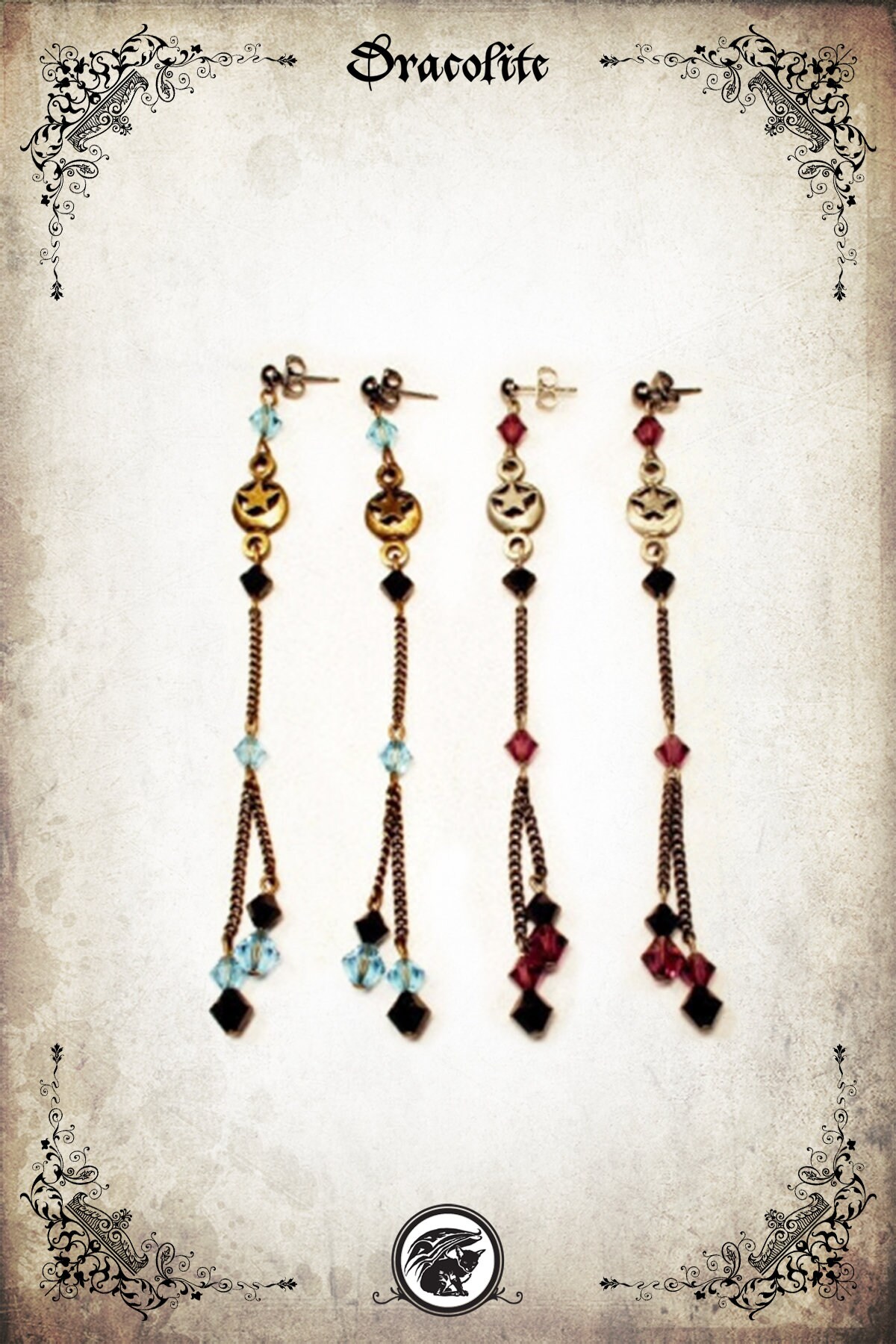 Gothic Sternennacht Ohrring Schmuck - Handgemachte Mittelalter Halskette Und Ohrringe Mit Swarovski Für Cosplay, Larp, Kostüm von Dracolite