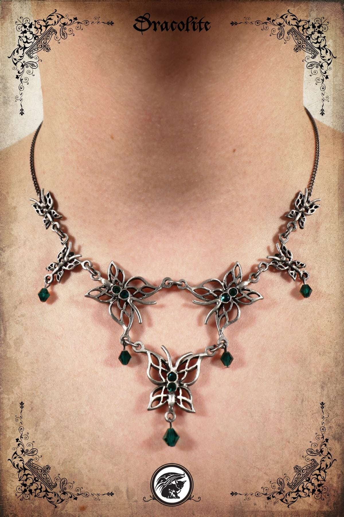 Mittelalterliche Hina Halskette Schmetterling Schmuck - Handgemachte Mittelalterliche Mit Swarovski von Dracolite