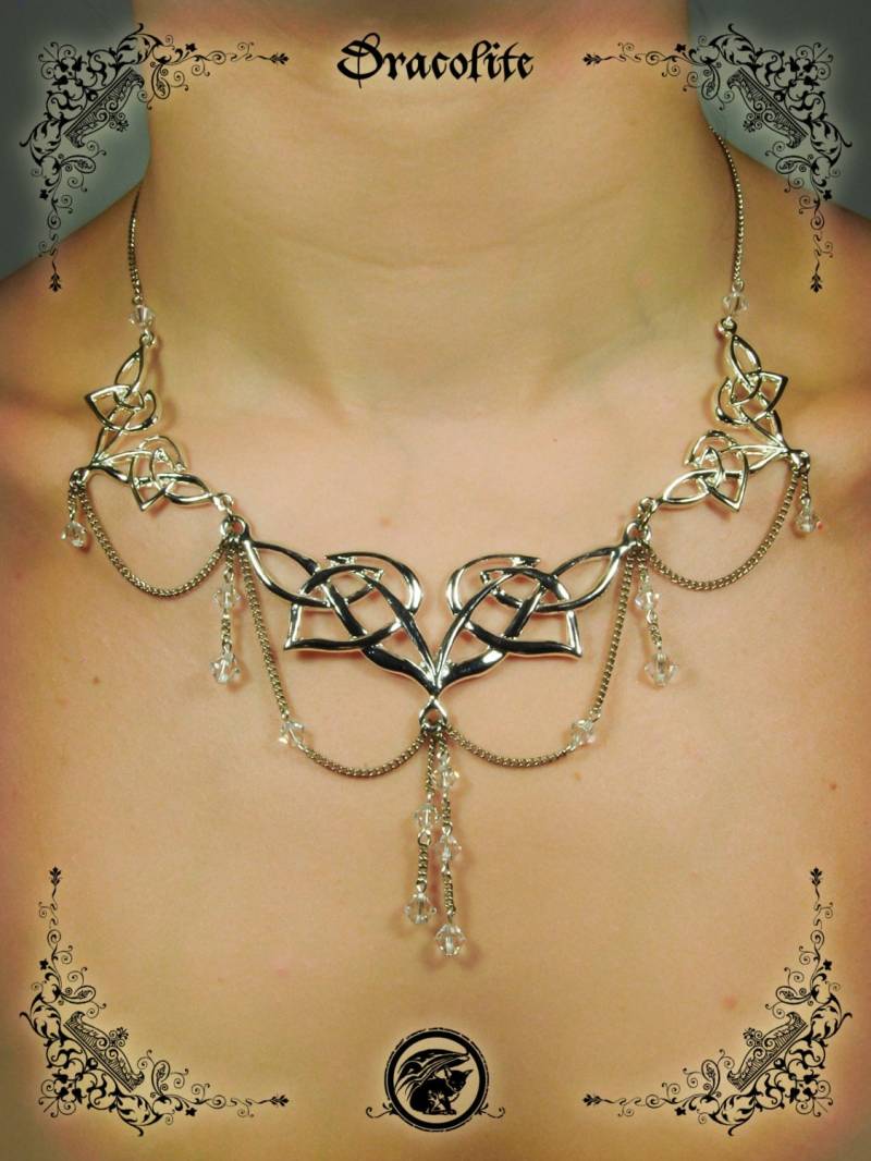 Mittelalterliche Elfen Halskette Schmuck - Handgefertigte Mittelalterliche Und Ohrringe Mit Swarovski von Dracolite