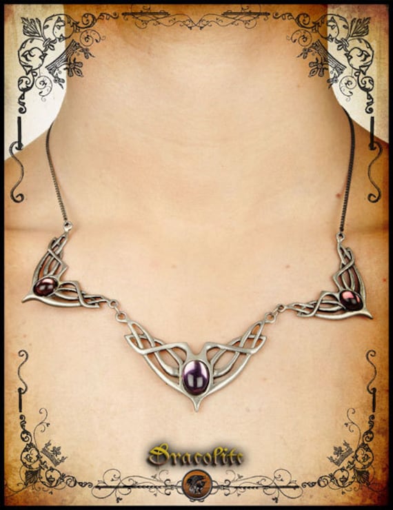 Mittelalterliche Elfen Holz Halskette Schmuck - Handgemachte Mittelalterliche Mit Swarovski von Dracolite