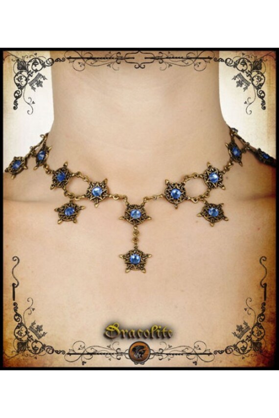 Pentagramm Halsreif Schmuck - Handgemachte Halskette Und Ohrringe Mit Swarovski von Dracolite