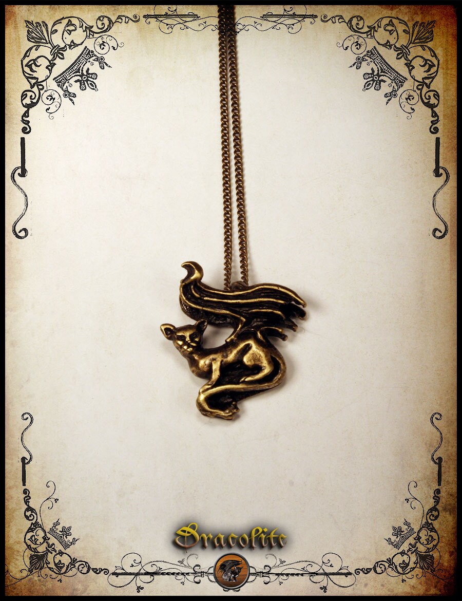 Salem Geflügelte Katze Schutz Anhänger Schmuck - Handgemachter Gothic von Dracolite