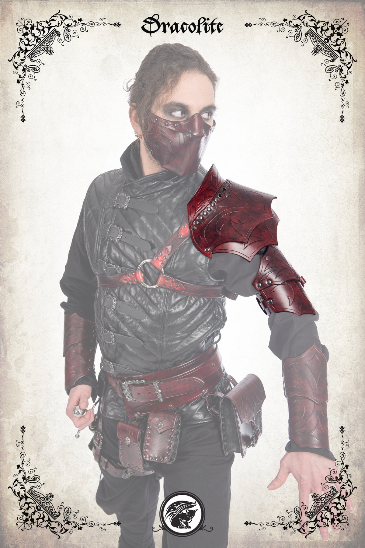 Schurken Schulterklappe Aus Leder Für Larp, Action, Rollenspiel Und Cosplay von Dracolite