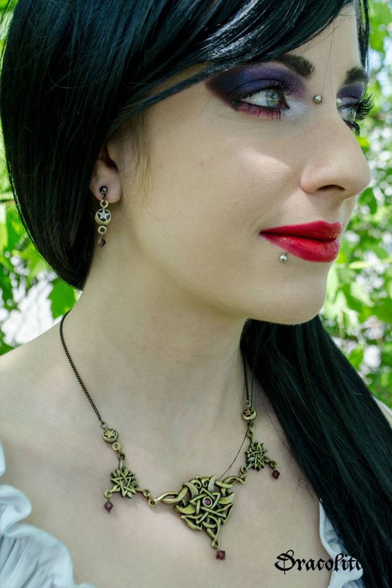 Selene Stern Kette - Handgemachte Mittelalterliche Halskette Und Ohrringe Mit Swarovski Für Larp, Kostüm, Cosplay von Dracolite