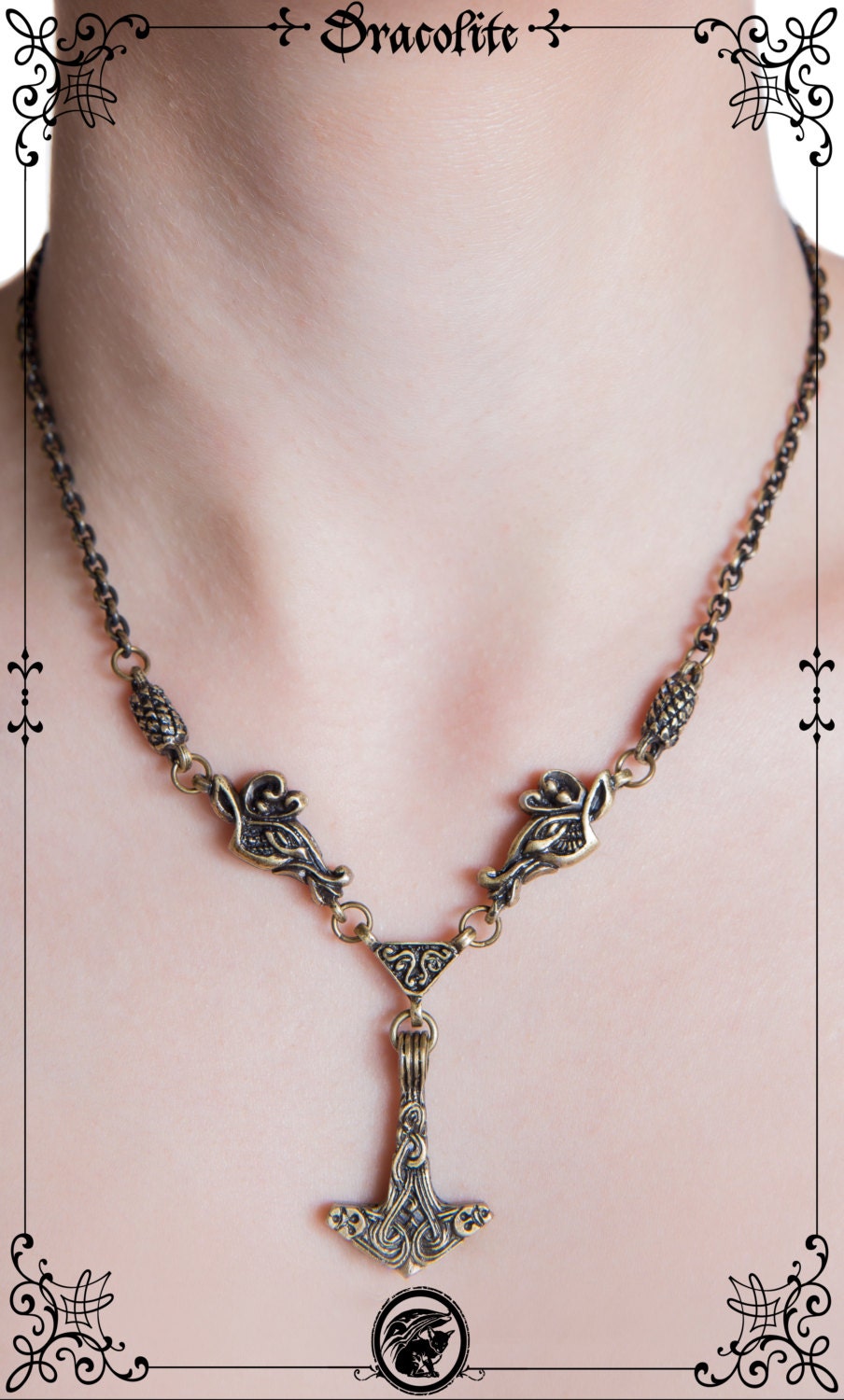 Thorshammer Mjölnir Mit Detailgetreuem Hirschkopf von Dracolite