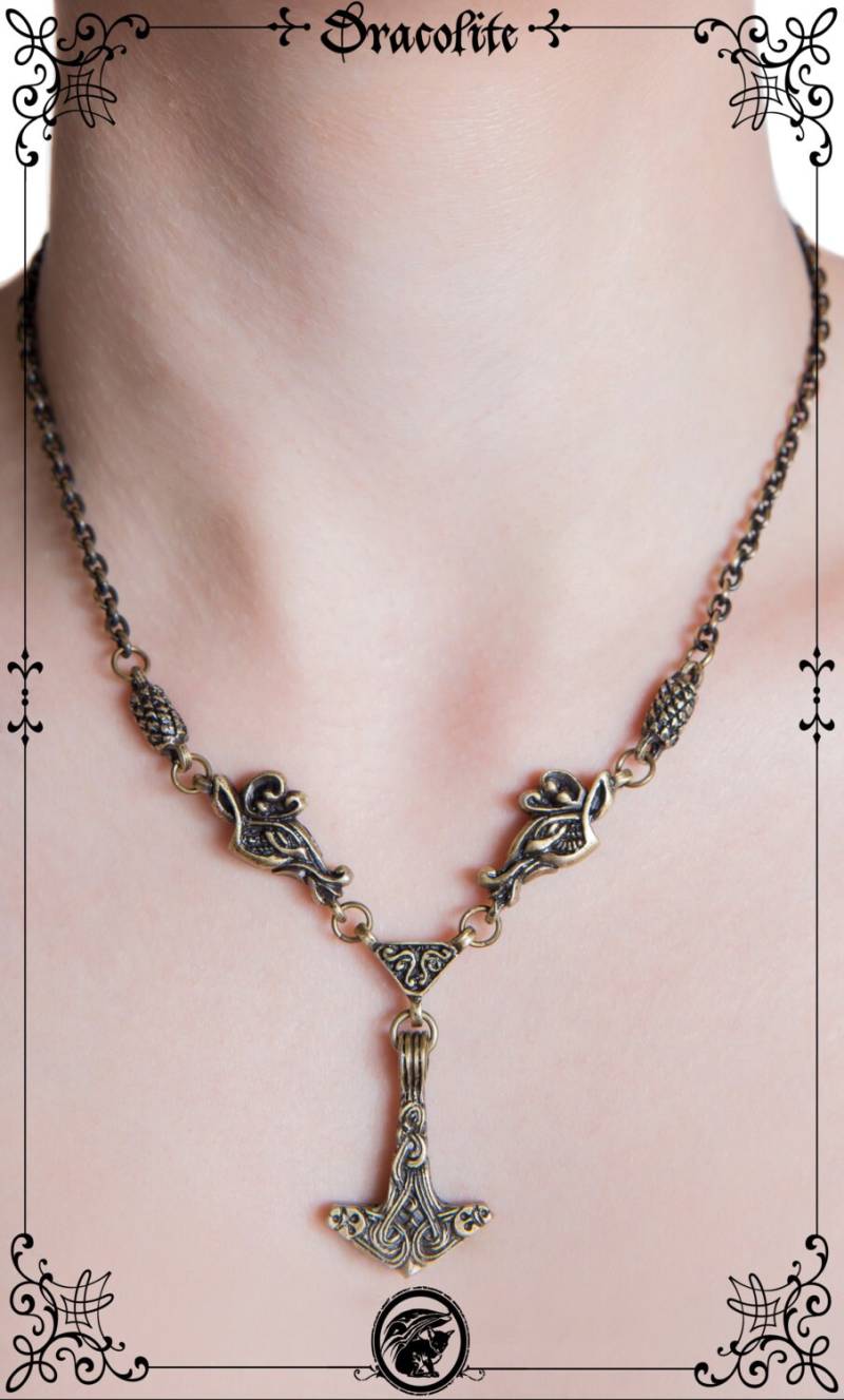 Thorshammer Mjölnir Mit Detailgetreuem Hirschkopf von Dracolite