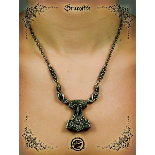 Thorshammer Mjölnir Mit Zoomorem Rabenkopf von Dracolite