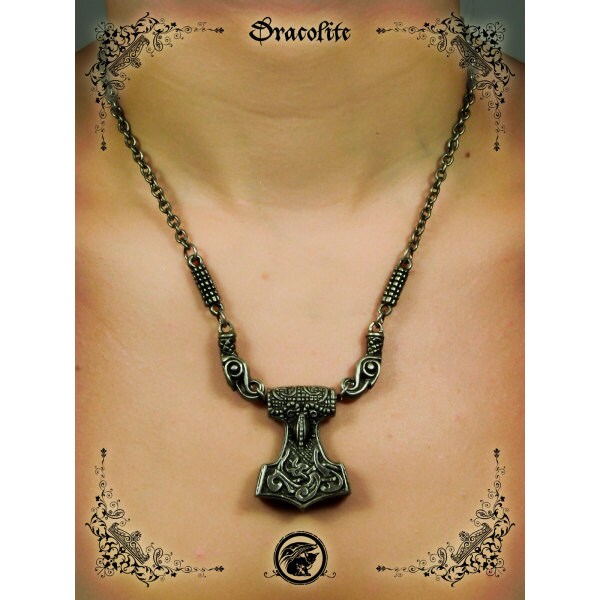 Thorshammer Mjölnir Mit Zoomorem Rabenkopf von Dracolite