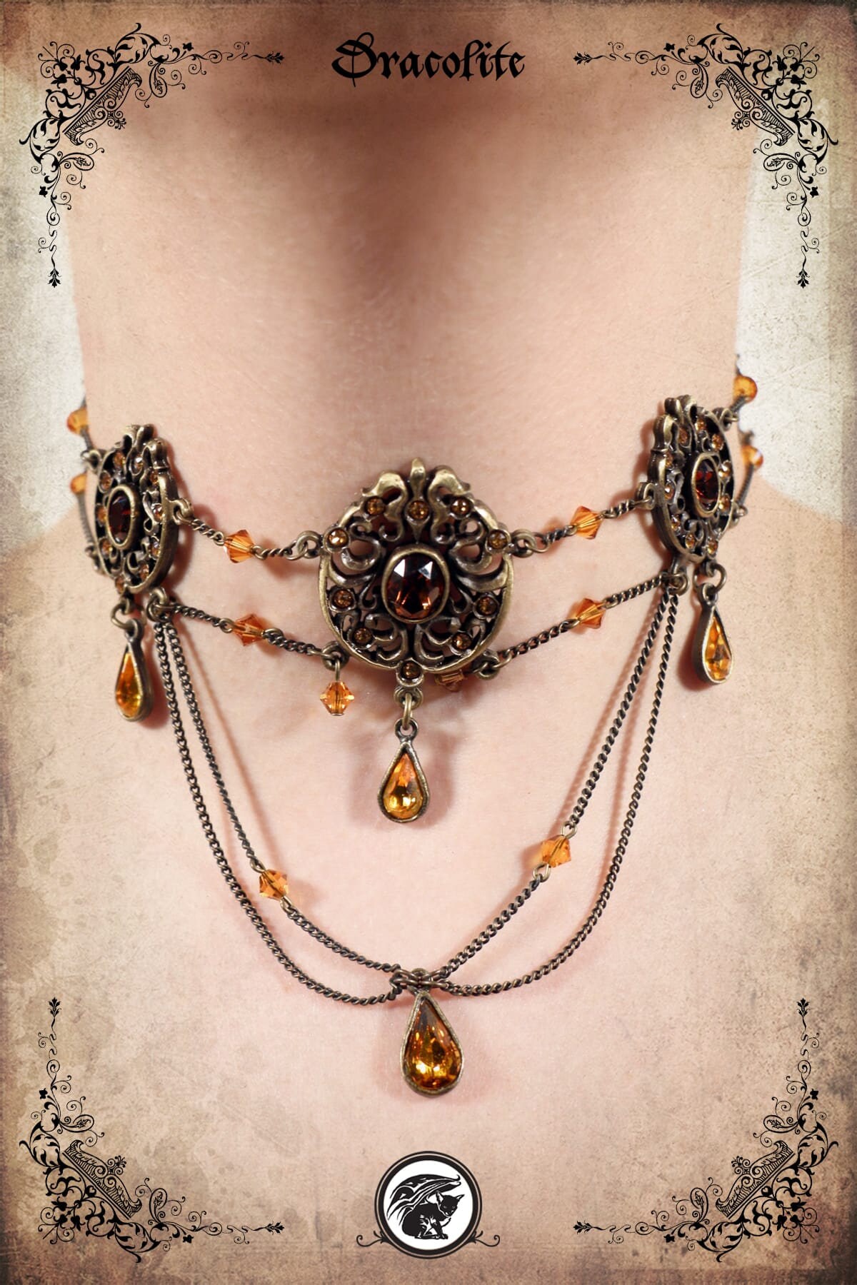 Victoria Mascarad Halskette Schmuck - Handgemachte Mittelalterliche Und Ohrringe Mit Swarovski von Dracolite