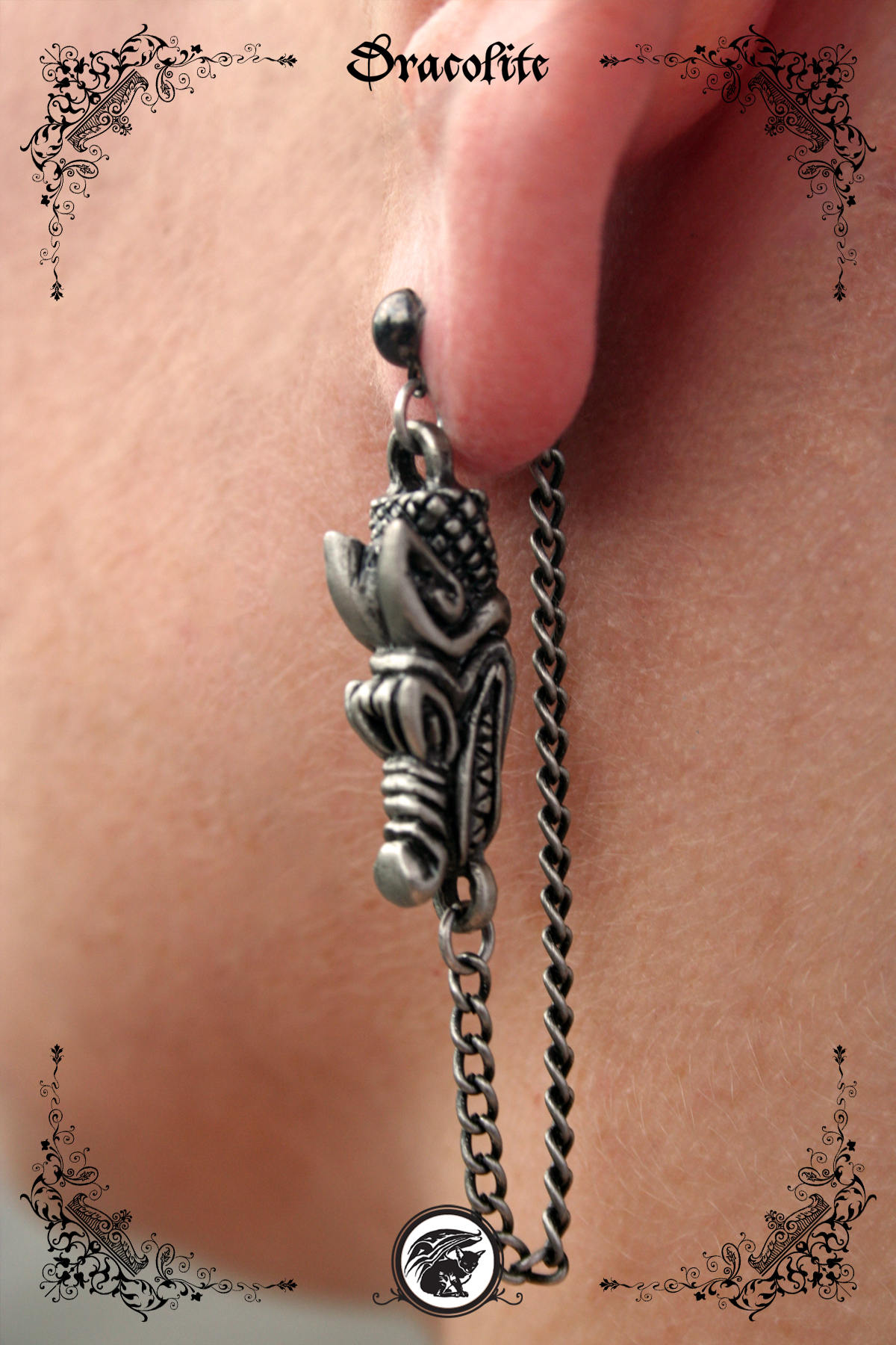 Wikinger Ohrringe Mit Vergrößertem Fenrir Wolfskopf von Dracolite