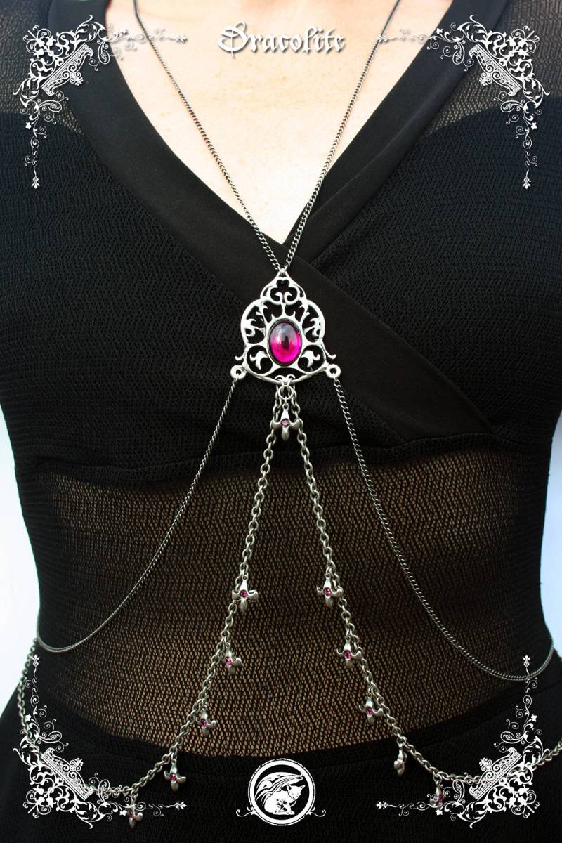 Zarte Körper Kette Halskette Schmuck - Handgemachte Mittelalterliche Mit Swarovski von Dracolite