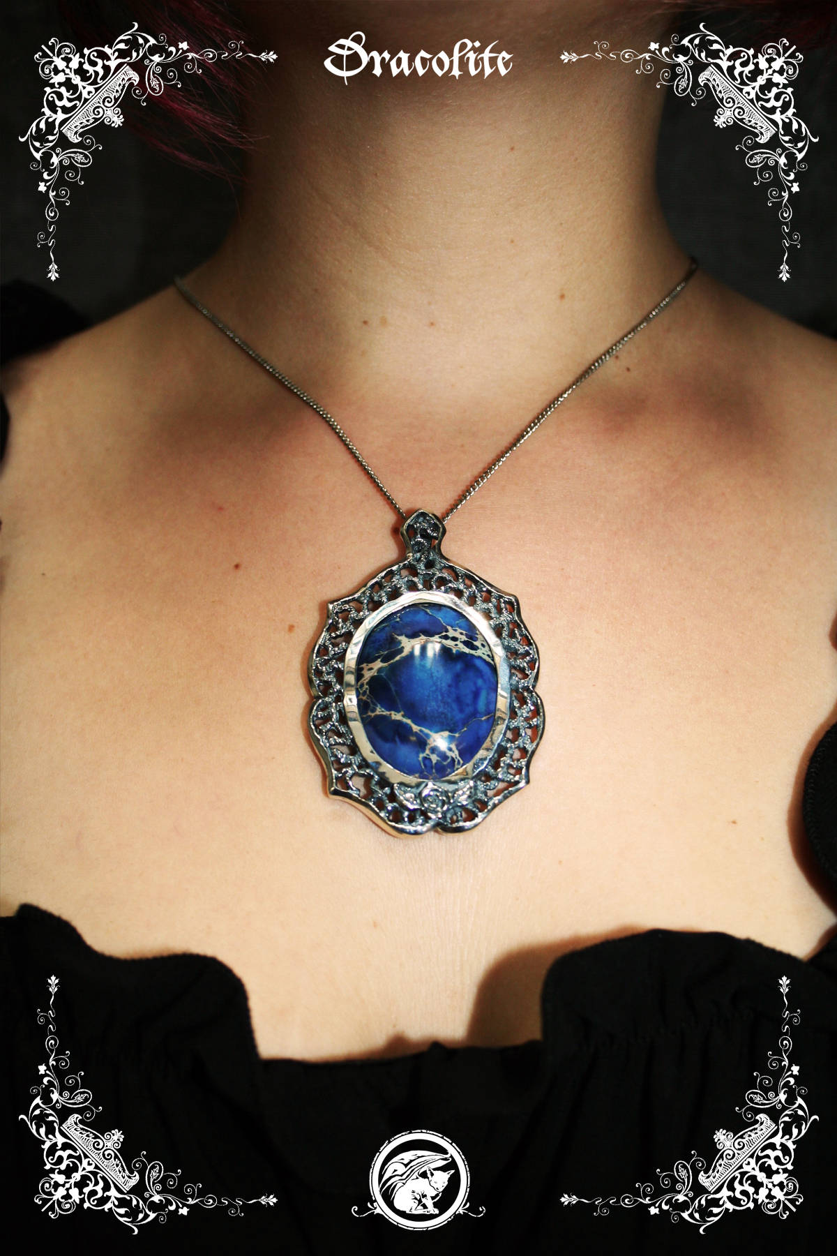 sterling Silber Kamee Anhänger - Handgemachte Mittelalterliche Imperial Jaspis Halskette in Silberfassung von Dracolite