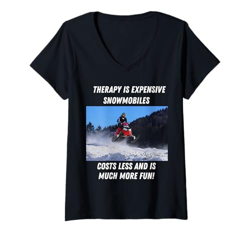 Damen Professionelle Hilfe ist teuer, Schneemobile Kosten weniger T-Shirt mit V-Ausschnitt von Drag Racing Professional Help Fun for Speed Lovers