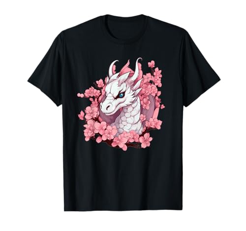 Süßer Drache mit Kirschblüten I Girl Dragon T-Shirt von Dragon Art I Cartoon Dragon I Kids Dragon