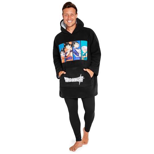 Dragon Ball Übergroße Herren Hoodie Decke mit Ärmeln - Sherpa Fleeced Oversized Kapuzenpullover Fleece Tragbare Decken für Herren von Dragon Ball Z