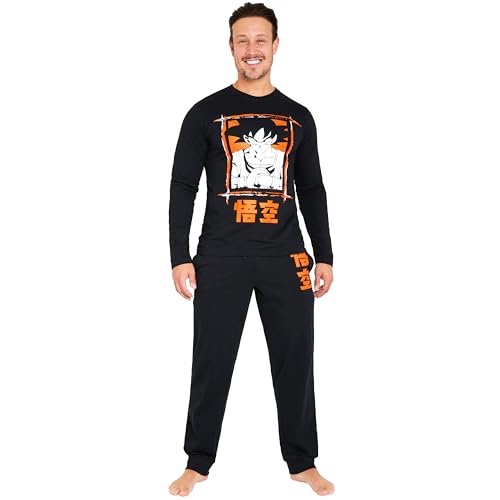 Dragon Ball Z Herren lang Schlafanzug Set - weicher & bequemer Männer Pyjama (Schwarz, M) von Dragon Ball Z