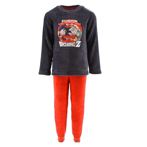 Dragon Ball Z Schlafanzug für Jungen, T-Shirt und Lange Hose, 2-Teilig, für Jungen, Goten und Trunks Design, Weicher Rot Fleece-Pyjamas, Schlafanzug Geschenk Jungen | 4 Jahre - Rot von Dragon Ball Z