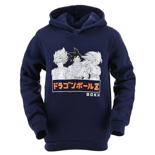 Dragon Ball Z Sweatshirt für Jungen, Super Saiyajin und Goku Design Pullover, Sweatshirt Hoodie Blau, Geschenk für Jugendliche, Größen 8 bis 14 Jahre (DE/NL/SE/PL, Alter, 8 Jahre, Regular, Blau) von Dragon Ball Z