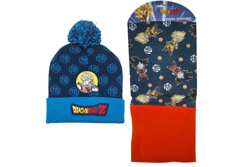 Dragon Ball Bommelmütze Anime Dragon Ball Z Kinder 2 tlg Set Wintermütze Bommelmütze Snood (Spar-Set, 2-St) Gr. 52 bis 54 von Dragon Ball