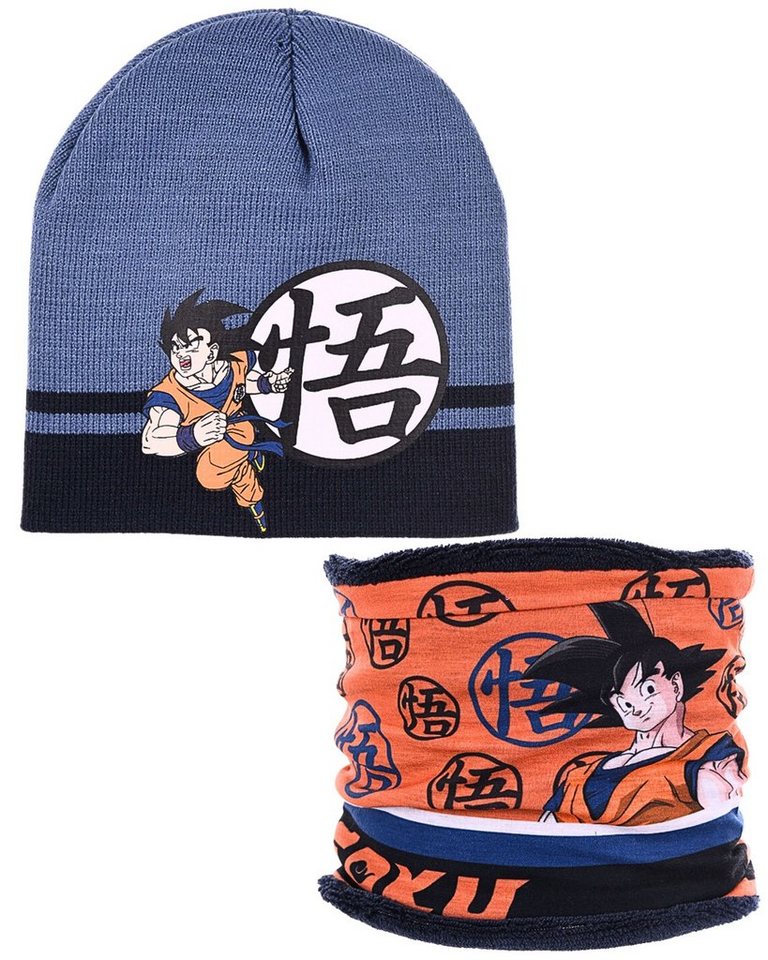 Dragon Ball Strickmütze Son Goku (2-St) Jungen Winter-Set Mütze & Schlauchschal Gr. 52, 54 cm von Dragon Ball