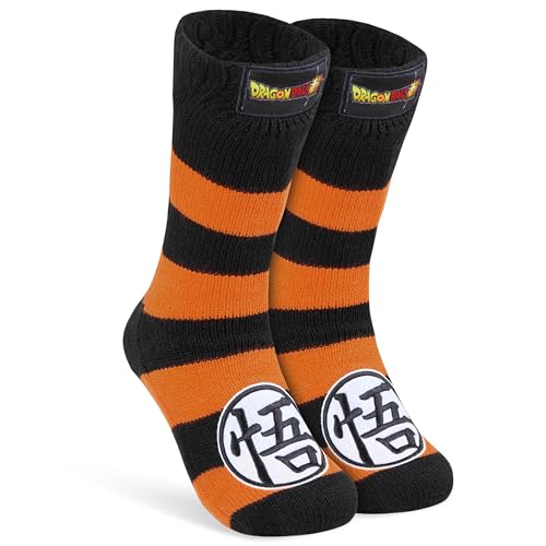 Dragonball Antirutschsocken Kinder Jungen, Dicke Socken Kinder und Teenager mit Spaßmotiven Gr. 36-40 - Anime Socken für Jungen (Schwarz/Orange) von Dragon Ball Z