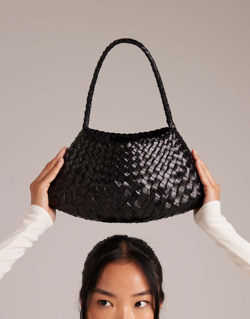 Dragon Diffusion - Rosanna - Geflochtene Schultertasche aus Leder in Schwarz von Dragon Diffusion