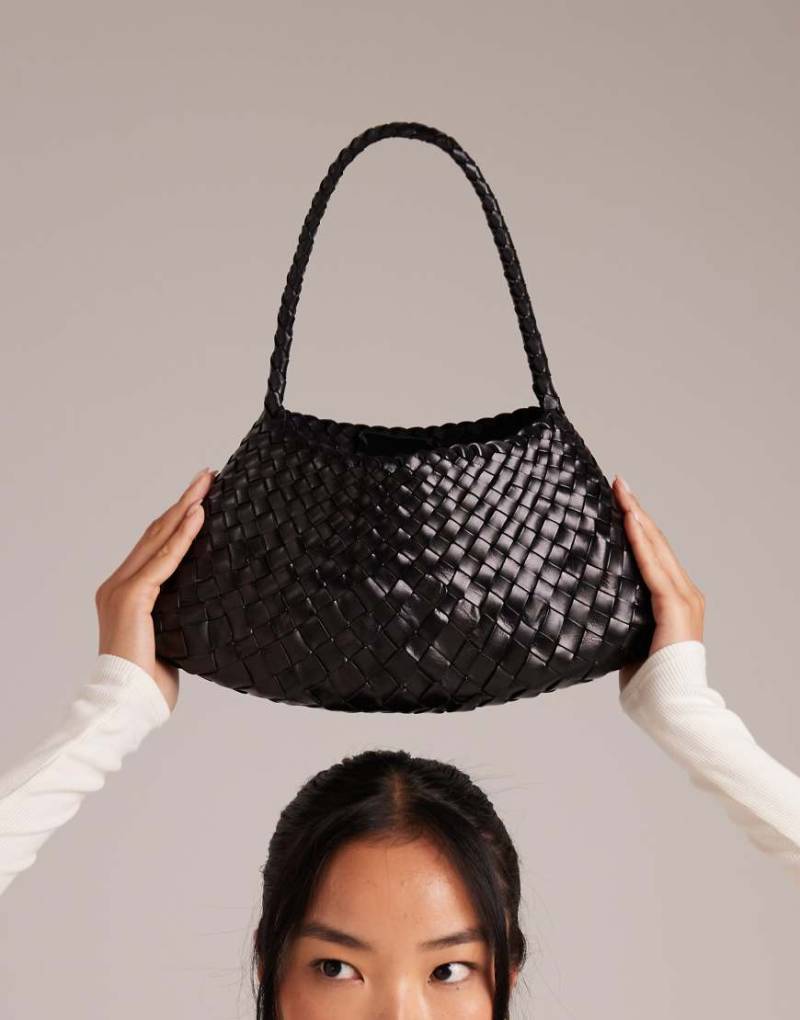 Dragon Diffusion - Rosanna - Geflochtene Schultertasche aus Leder in Schwarz von Dragon Diffusion