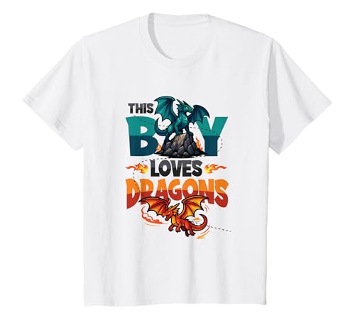 Kinder Dragon Lover Kids Dieser Junge liebt Drachen T-Shirt von Dragon Lover Apparel for Boys Designs