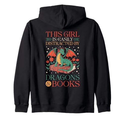 Dieses Mädchen lässt Sich leicht von Dragons Fantasy Reading ablenken Kapuzenjacke von Dragon Lovers Mythical Creatures Fantasy Fan