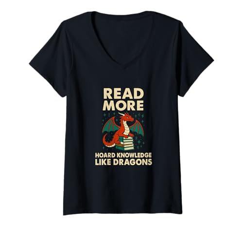 Damen Lustiger Drachen-Lese-Zitat Fantasy-Buch-Liebhaber T-Shirt mit V-Ausschnitt Damen Lustiger Drachen-Lese-Zitat Fantasy-Buch-Liebhaber T-Shirt mit V-Ausschnitt von Dragon Reading Fantasy Humor Book Lover Quote