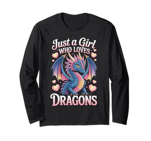 Nur ein Mädchen, das Drachenherzen für Frauen liebt Langarmshirt Nur ein Mädchen, das Drachenherzen für Frauen liebt Langarmshirt von Dragon Tees NYC