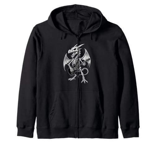 Drachen Skelett Halloween Musik E-Gitarre Jungen Mädchen Kapuzenjacke Drachen Skelett Halloween Musik E-Gitarre Jungen Mädchen Kapuzenjacke von DragonAxis1