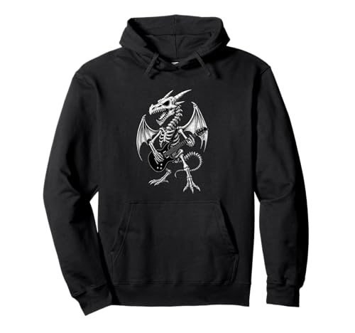 Drachen Skelett Halloween Musik E-Gitarre Jungen Mädchen Pullover Hoodie von DragonAxis1