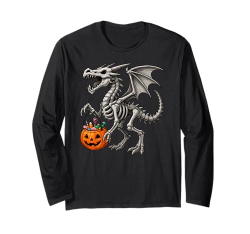 Drachen Skelett Kürbis Halloween Jungen Mädchen Kinder Langarmshirt Drachen Skelett Kürbis Halloween Jungen Mädchen Kinder Langarmshirt von DragonAxis1
