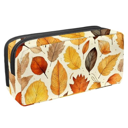 DragonBtu Federmäppchen mit großem Fassungsvermögen und Reißverschluss, 2 Fächer, Stifttasche, Make-up-Tasche für Schule, Büro, Organizer, Thanksgiving, Blätter, Farbe7, 2.3x8.2x3.9in/6x21x10cm, von DragonBtu