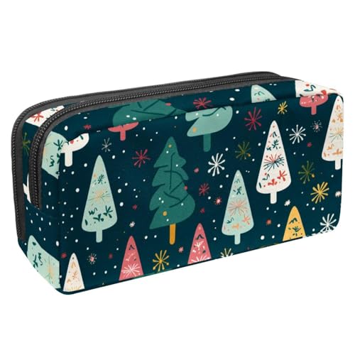 DragonBtu Federmäppchen mit großem Fassungsvermögen und Reißverschluss, 2 Fächer, Stifttasche, Make-up-Tasche für Schule, Büro, Organizer, Weihnachten, Schneeflocken, Farbe2, 2.3x8.2x3.9in/6x21x10cm, von DragonBtu